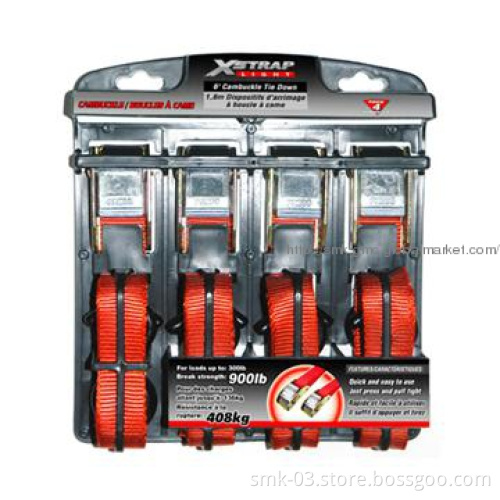 4PK 1\"x6ft Cambuckle Tie Down 900lbs